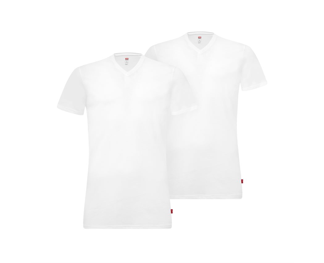 Levis Men 2pk Solid V-Neck T-Shirt White X-Large